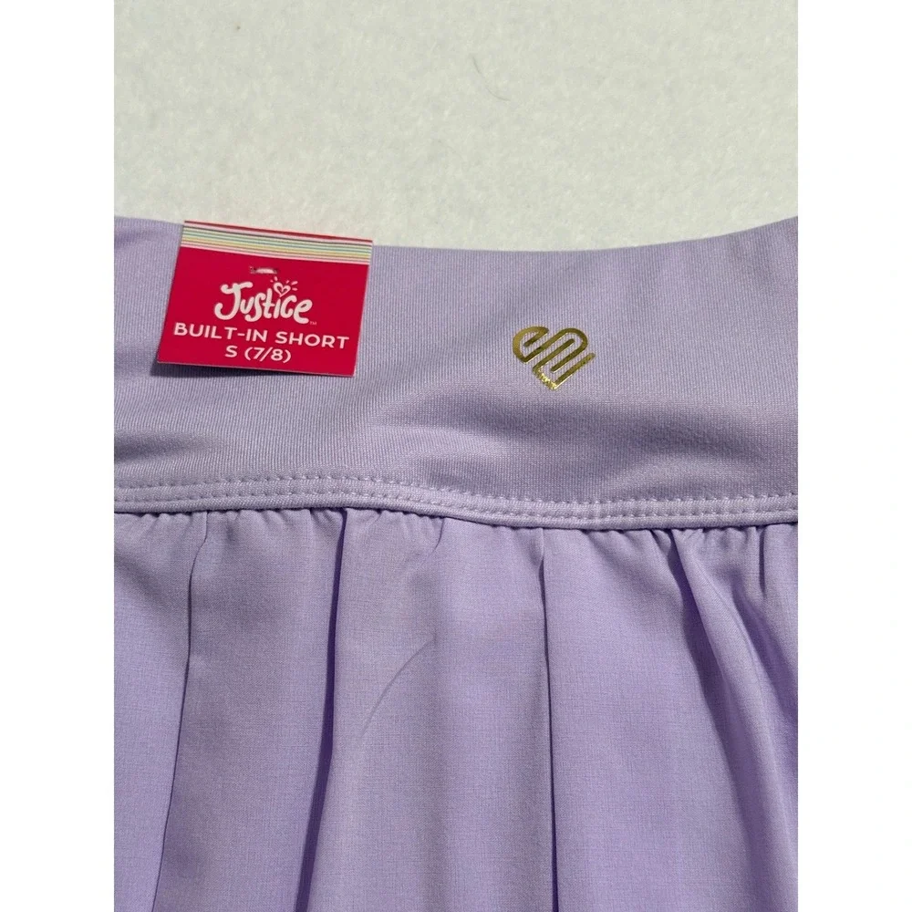 Justice Pleated Skirt Girls Size S 7/8 Lavender Built-in‎ Short Athletic Skort
